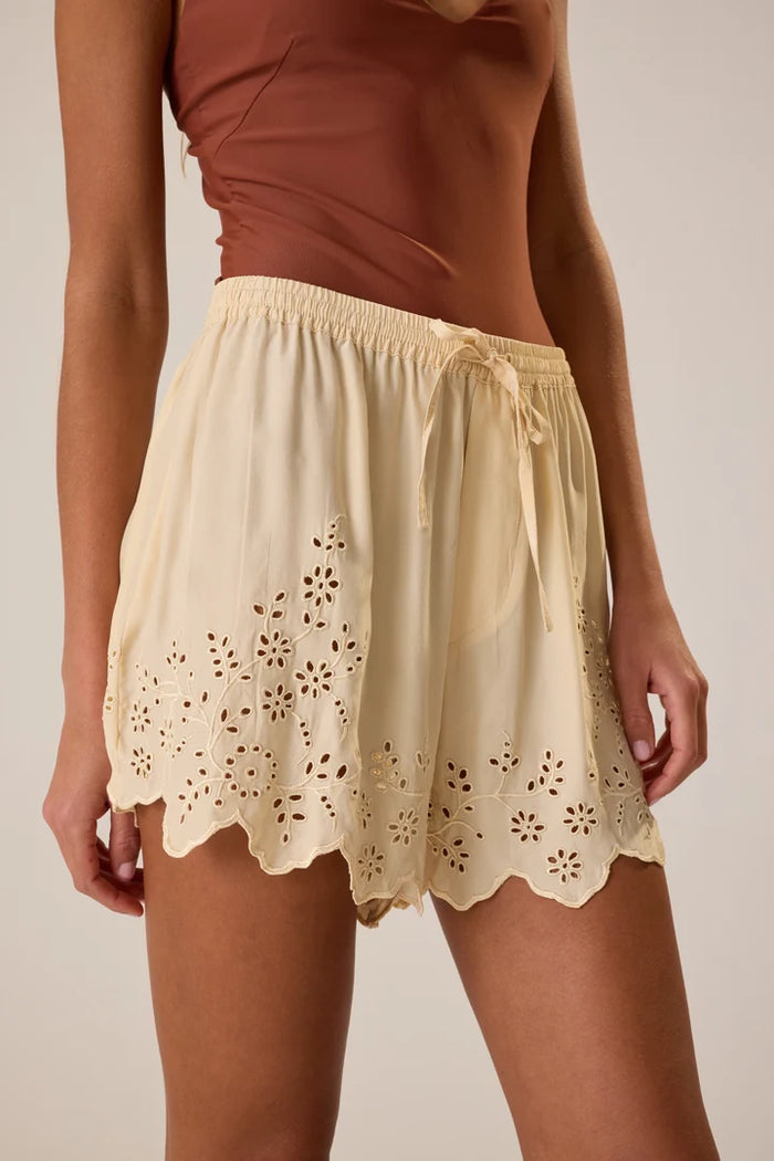 Natalie Martin Shorts Jasper Short, Cream Silk Embroidery Soho-Boutique