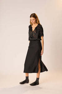 Natalie Martin Skirt Anita Skirt, Black Silk Soho-Boutique