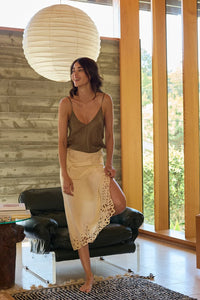 Natalie Martin Skirt Anita Skirt, Cream Silk Embroidery Soho-Boutique