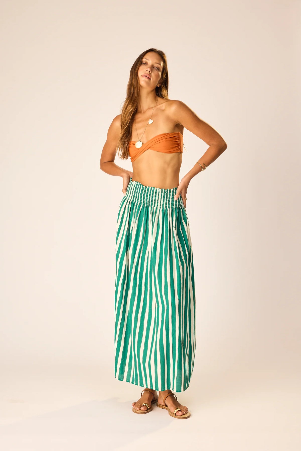 Natalie Martin Skirt Bella Skirt, Batik Stripe Lawn Soho-Boutique