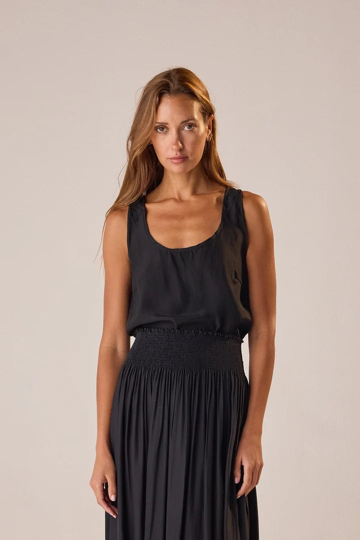 Natalie Martin Tank Lenore Tank Top, Black Silk Soho-Boutique