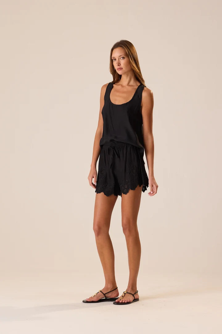 Natalie Martin Tank Lenore Tank Top, Black Silk Soho-Boutique