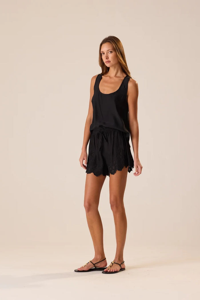 Natalie Martin Tank Lenore Tank Top, Black Silk Soho-Boutique