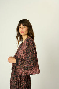 Natalie Martin Top Amelia Top, Fleur De Lis Black Soho-Boutique