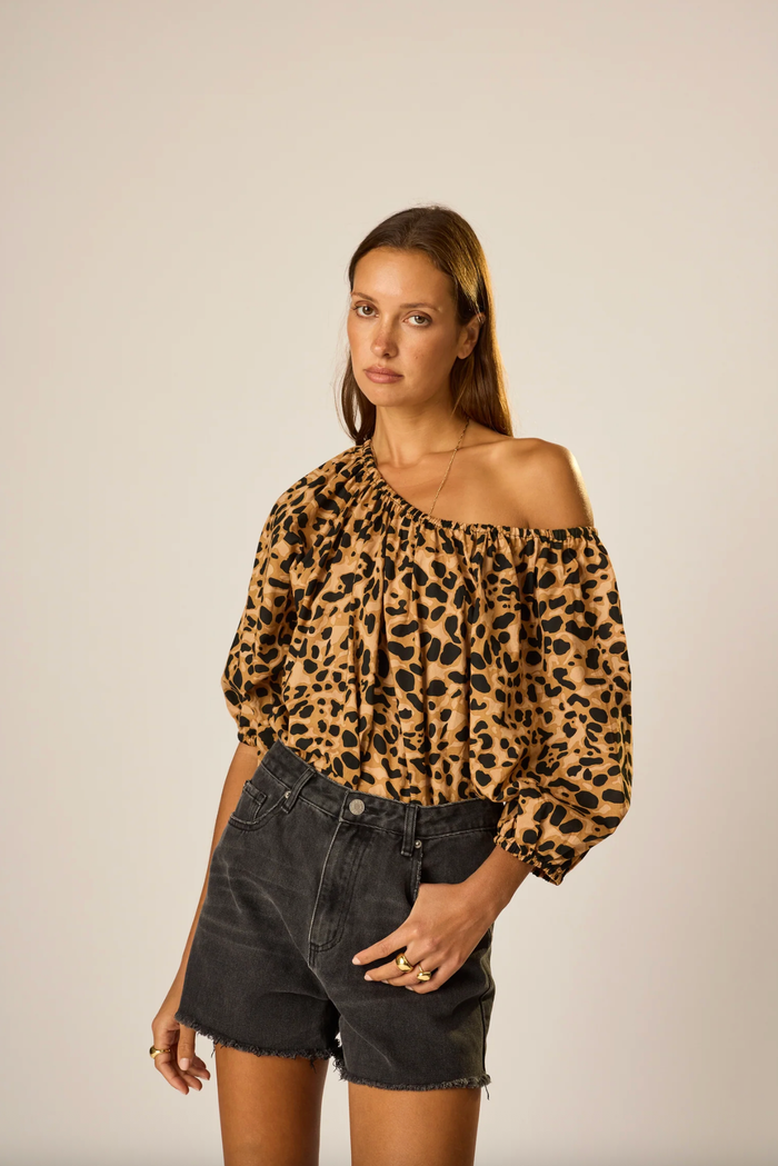 Natalie Martin Top Ella Top, Leopard Cotton Soho-Boutique