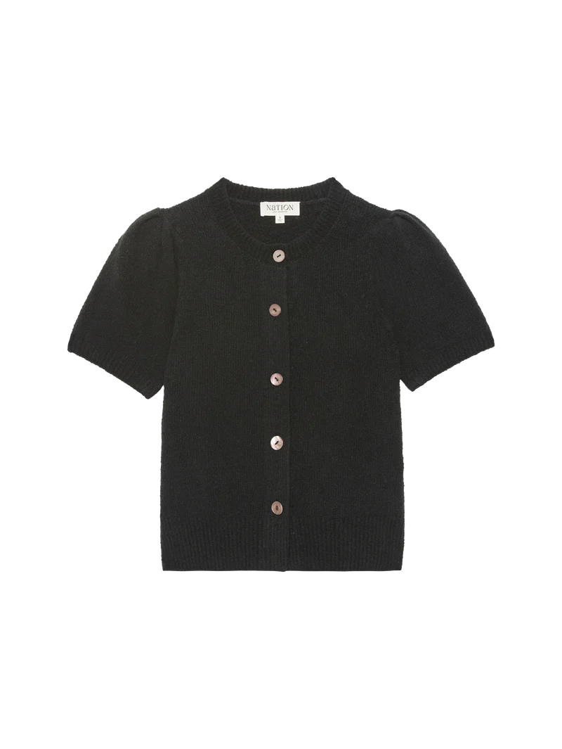 NATION LA Cardigan Anne Marie Cardigan, Jet Black Soho-Boutique