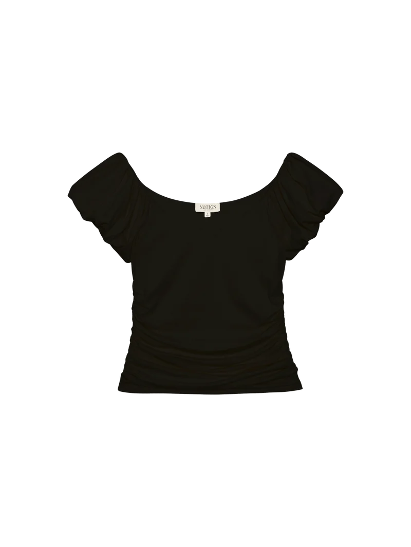 NATION LA Shirt Angelica Top, Jet Black Soho-Boutique