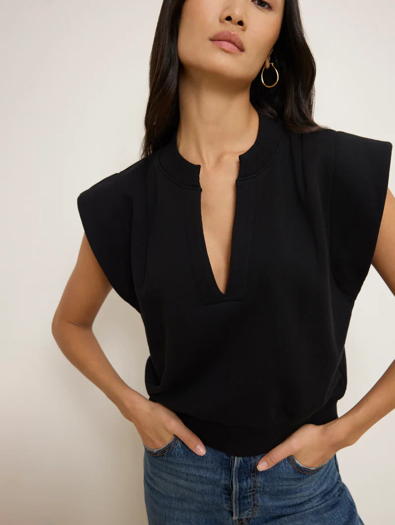 NATION LA Shirt Lenon Crewneck Sweatshirt, Jet Black Soho-Boutique