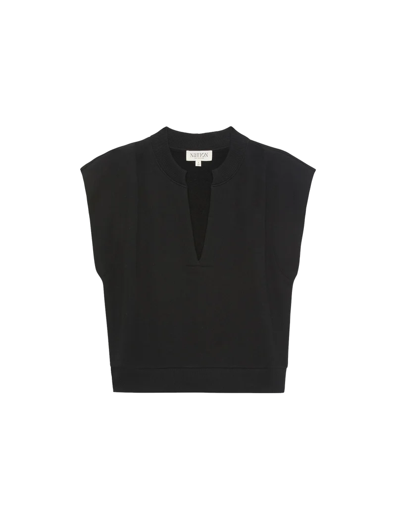 NATION LA Shirt Lenon Crewneck Sweatshirt, Jet Black Soho-Boutique