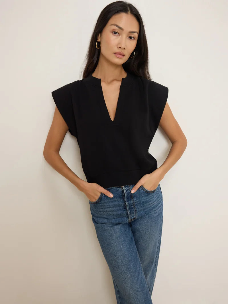 NATION LA Shirt Lenon Crewneck Sweatshirt, Jet Black Soho-Boutique