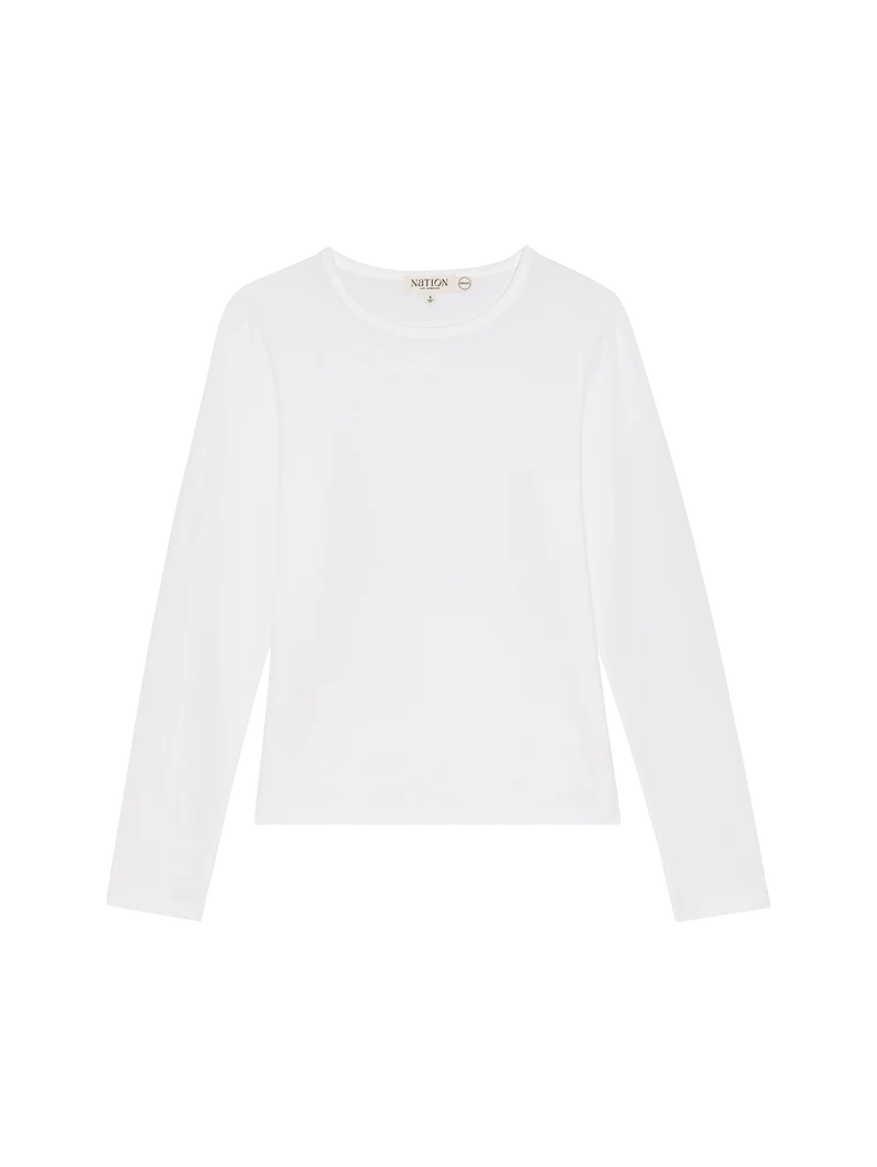 NATION LA T-Shirt Frances Crew Neck Tee, White Soho-Boutique
