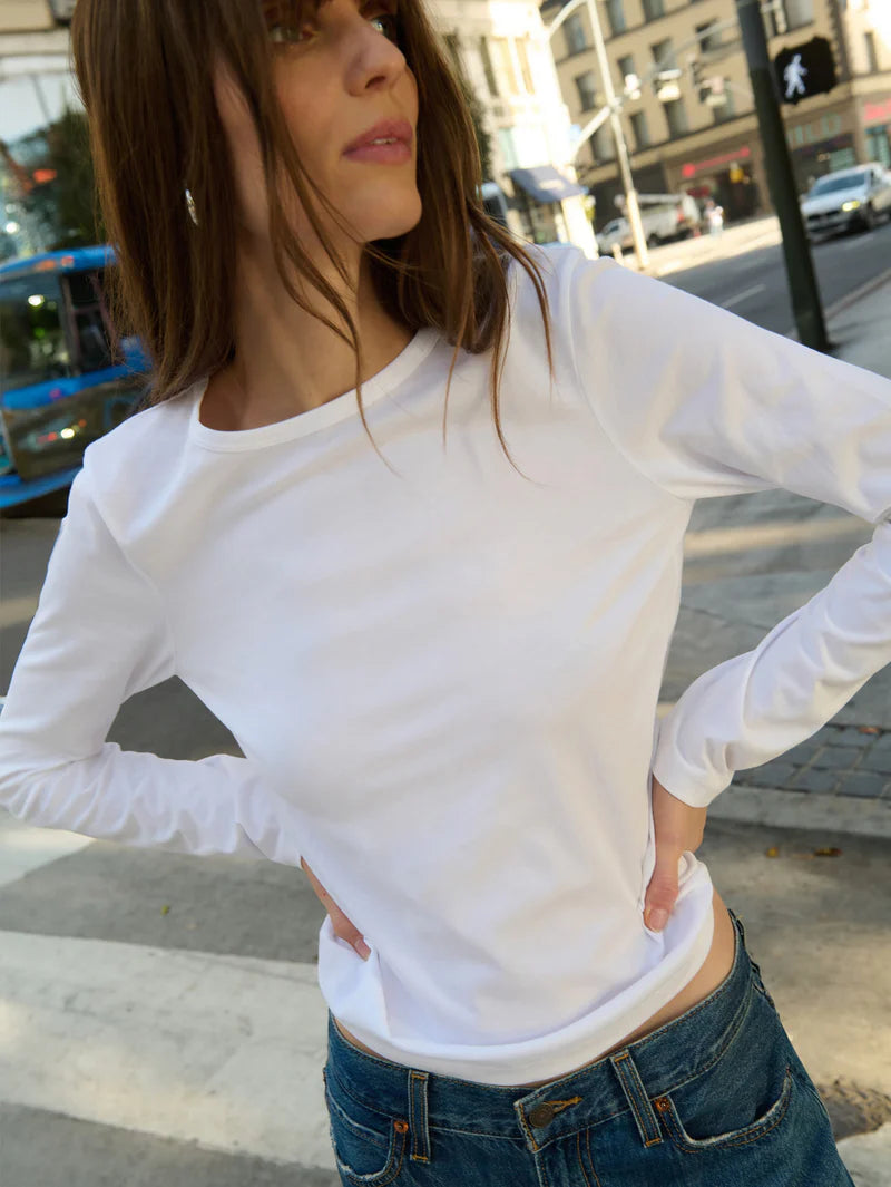 NATION LA T-Shirt Frances Crew Neck Tee, White Soho-Boutique