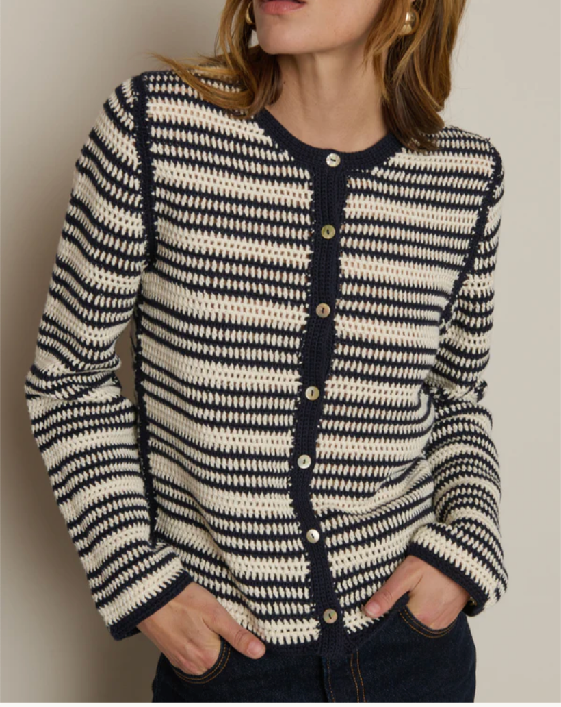 NATION LTD Cardigan Courtney Crochet Cardigan, Seascape Soho-Boutique