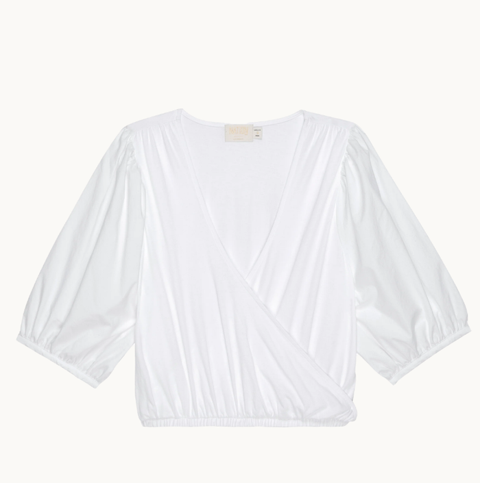 NATION LTD Charlene Bubble Hem Top,White Soho-Boutique