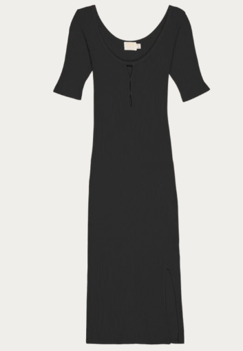 NATION LTD Dress Haidee Heavy Rib Dress W/Front, Jet Black Soho-Boutique