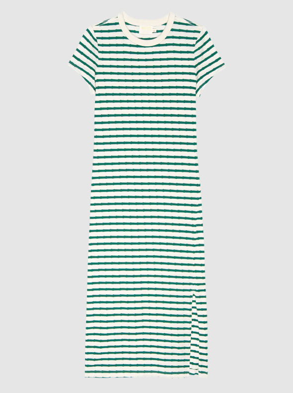 NATION LTD Dress Ingrid T-Shirt Dress, Green Stripe Soho-Boutique