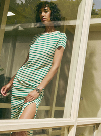 NATION LTD Dress Ingrid T-Shirt Dress, Green Stripe Soho-Boutique