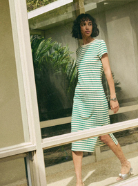 NATION LTD Dress Ingrid T-Shirt Dress, Green Stripe Soho-Boutique