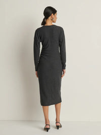 NATION LTD Dress Sandrine Midi Dress, Heather Charcoal Soho-Boutique