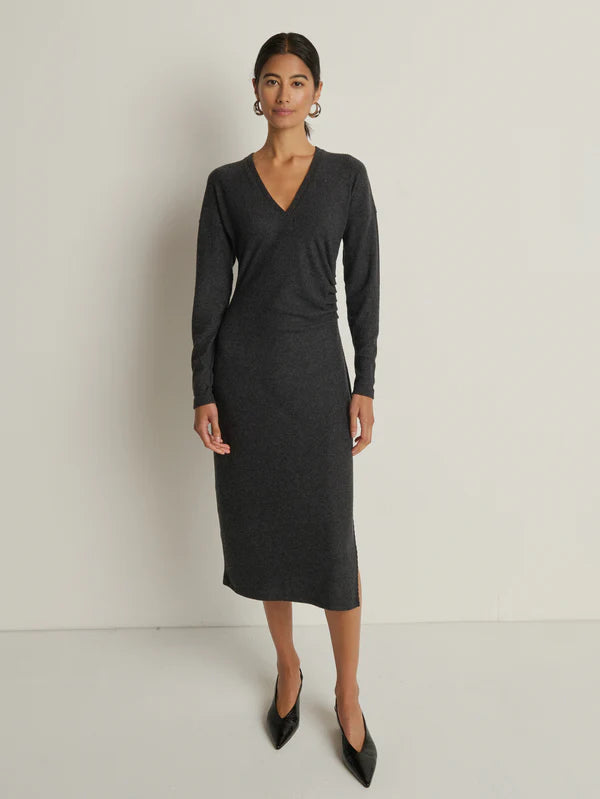 NATION LTD Dress Sandrine Midi Dress, Heather Charcoal Soho-Boutique