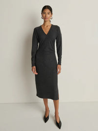 NATION LTD Dress Sandrine Midi Dress, Heather Charcoal Soho-Boutique