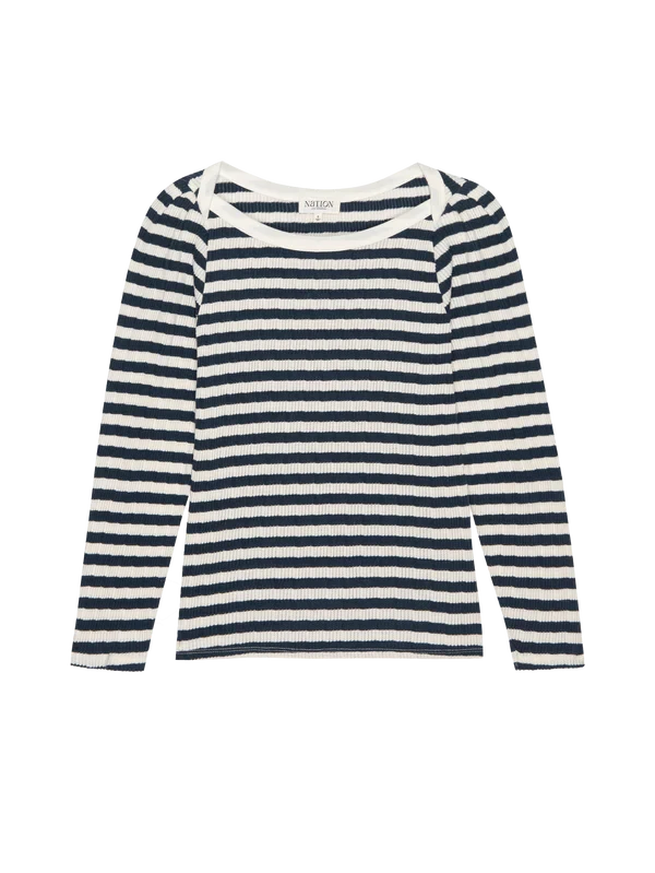 NATION LTD Shirt Amelie Top, Pointelle Stripe Soho-Boutique