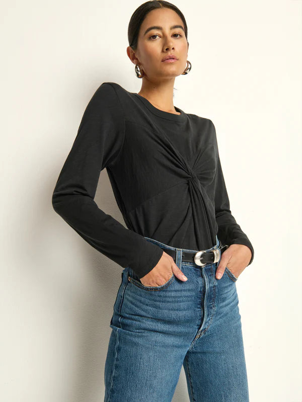 NATION LTD Shirt Marion Twist Front Tee, Black Soho-Boutique