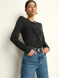 NATION LTD Shirt Marion Twist Front Tee, Black Soho-Boutique