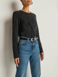 NATION LTD Shirt Marion Twist Front Tee, Black Soho-Boutique