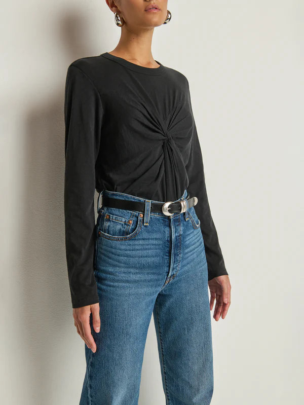 NATION LTD Shirt Marion Twist Front Tee, Black Soho-Boutique