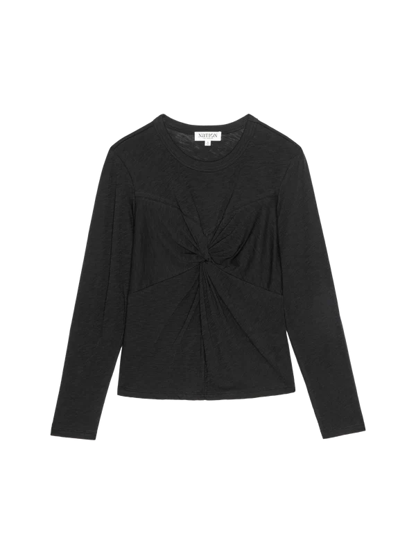 NATION LTD Shirt Marion Twist Front Tee, Black Soho-Boutique