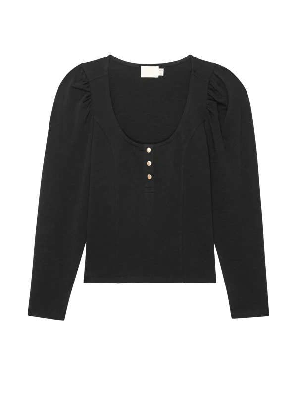 NATION LTD Shirt Sannia Henley, Black Soho-Boutique