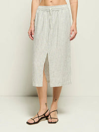 NATION LTD Skirt Maisie Midi Skirt, Linen Stripe Soho-Boutique