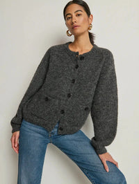 NATION LTD Sweater Tessa Cardigan, Heather Charcoal Soho-Boutique