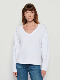 NATION LTD Sweatshirt Wyatt V Neck Sweatshirt, White Soho-Boutique