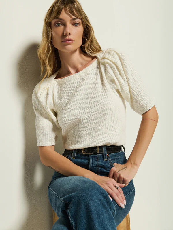 NATION LTD T-Shirt Deana Textured Tee, Porcelain Soho-Boutique