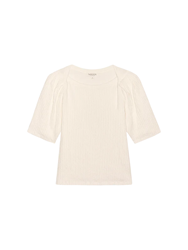 NATION LTD T-Shirt Deana Textured Tee, Porcelain Soho-Boutique