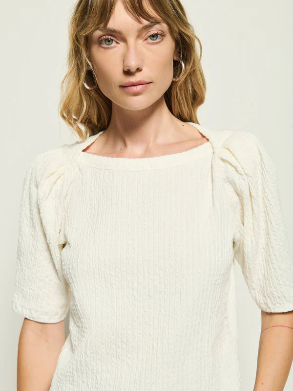 NATION LTD T-Shirt Deana Textured Tee, Porcelain Soho-Boutique