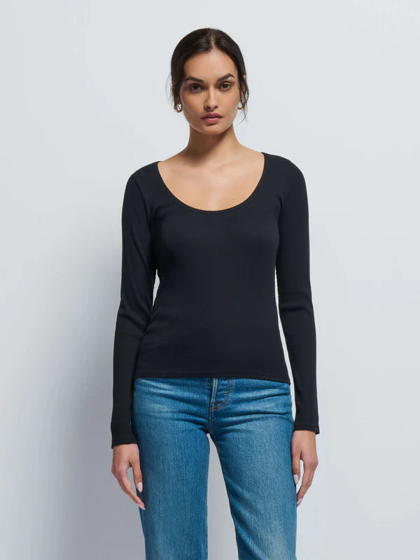 NATION LTD T-Shirt Elaine Long Sleeve, Jet Black Soho-Boutique