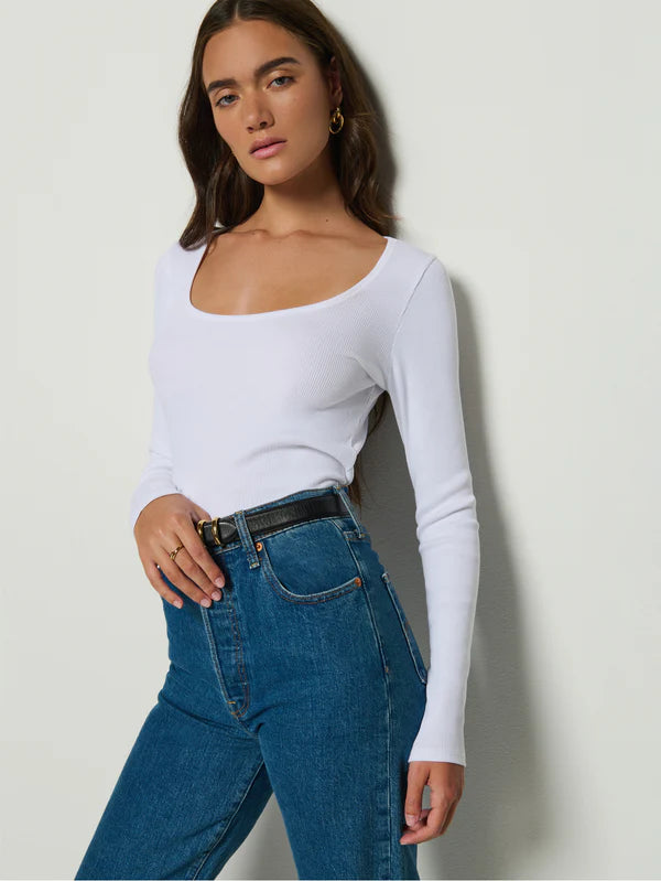 NATION LTD T-Shirt Elaine Long Sleeve, White Soho-Boutique