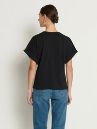 NATION LTD T-Shirt Stevie Cuffed V-Neck Top, Jet Black Soho-Boutique