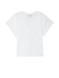 NATION LTD T-Shirt Stevie Cuffed V-Neck Top, White Soho-Boutique