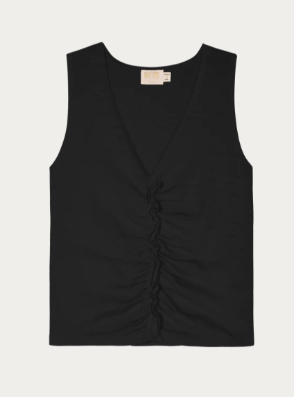 NATION LTD Tank Cassie Tank W/ Shirring, Jet Black Soho-Boutique