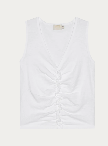 NATION LTD Tank Cassie Tank W/Shirring, White Soho-Boutique