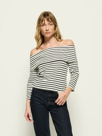 NATION LTD Top Alexi Off Shoulder Top, Cross Walk Stripe Soho-Boutique