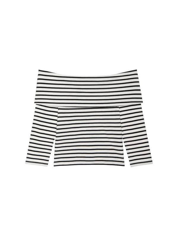 NATION LTD Top Alexi Off Shoulder Top, Cross Walk Stripe Soho-Boutique