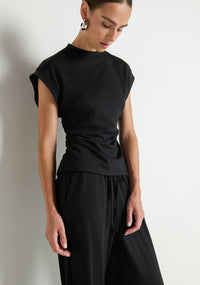 NATION LTD Top Andrea Side Shirred Top, Jet Black Soho-Boutique