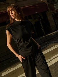 NATION LTD Top Andrea Side Shirred Top, Jet Black Soho-Boutique