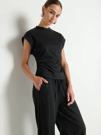 NATION LTD Top Andrea Side Shirred Top, Jet Black Soho-Boutique