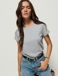 NATION LTD Top Goldie Boxy Crew Top, Heather Grey Soho-Boutique